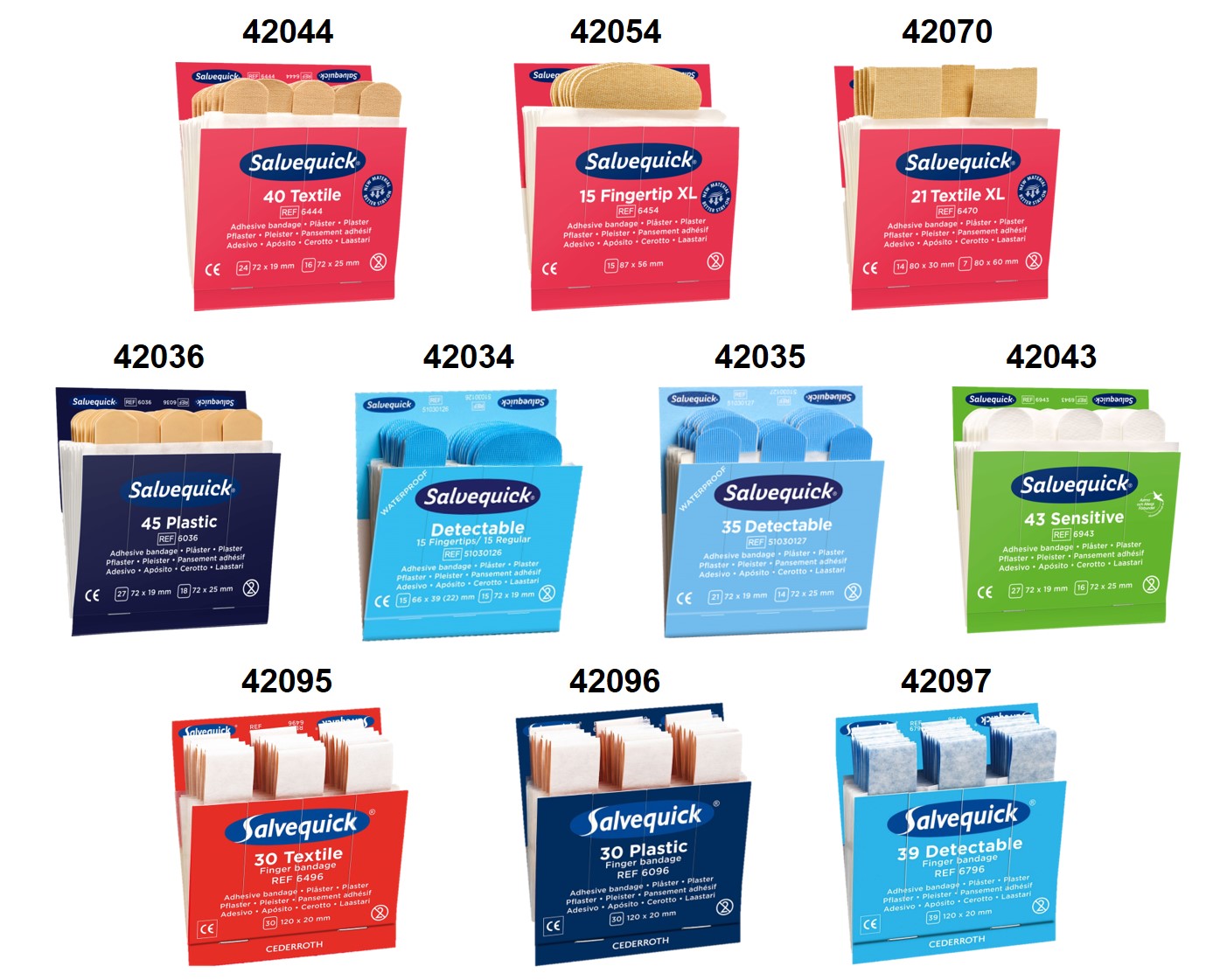 Salvequick Nachfülleinsätze 6943, 43 x Vlies, 1,9 + 2,5 x 7,2 cm
