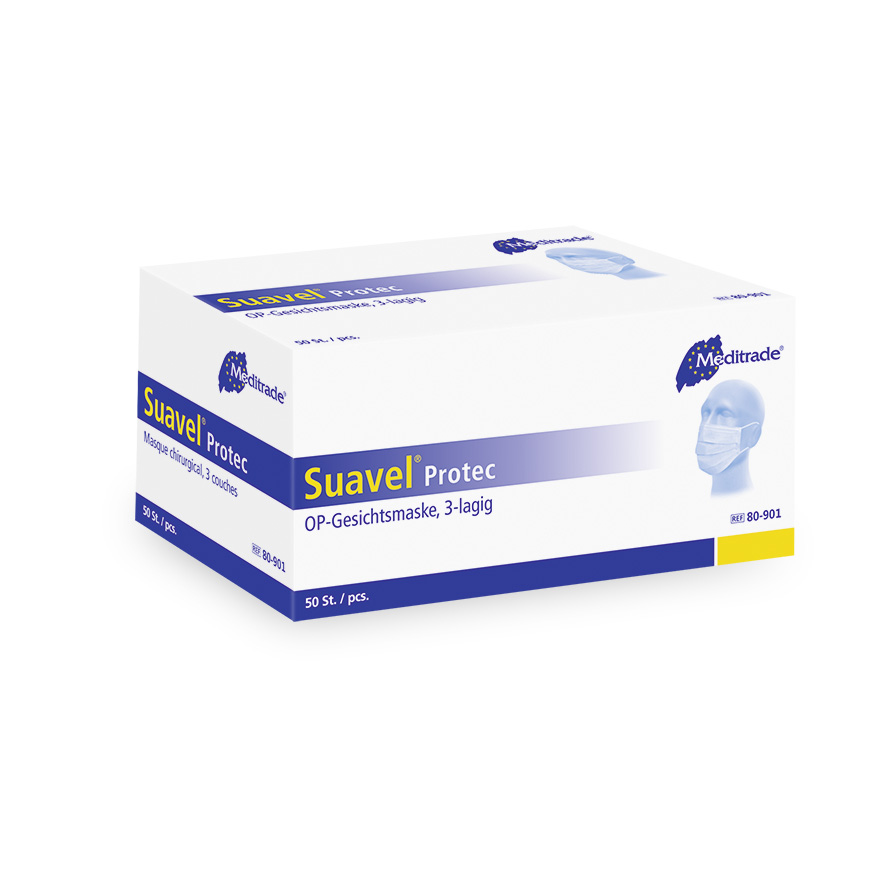 OP-Maske / Mundschutzmaske Suavel Protec,  mit elastischen Ohrschlaufen, Packung á 50 Stück