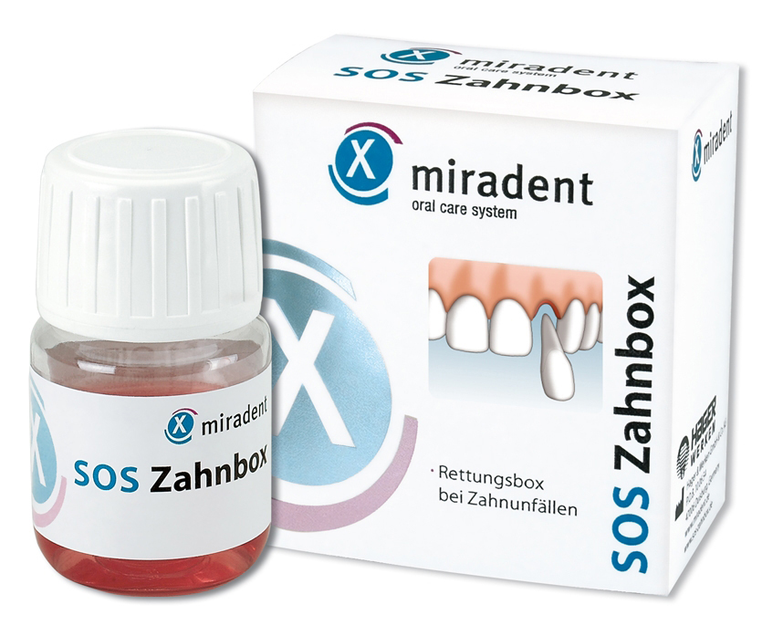 Miradent Zahnrettungsbox, Glas mit Schraubverschluss