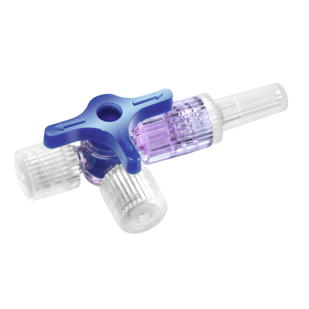 Discofix®-3 Dreiwegehahn, 360° drehbar, blau, Packung á 50 Stück